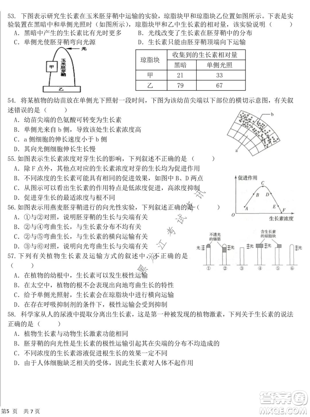 哈爾濱市第六中學2020級上學期期中考試高二生物試題及答案