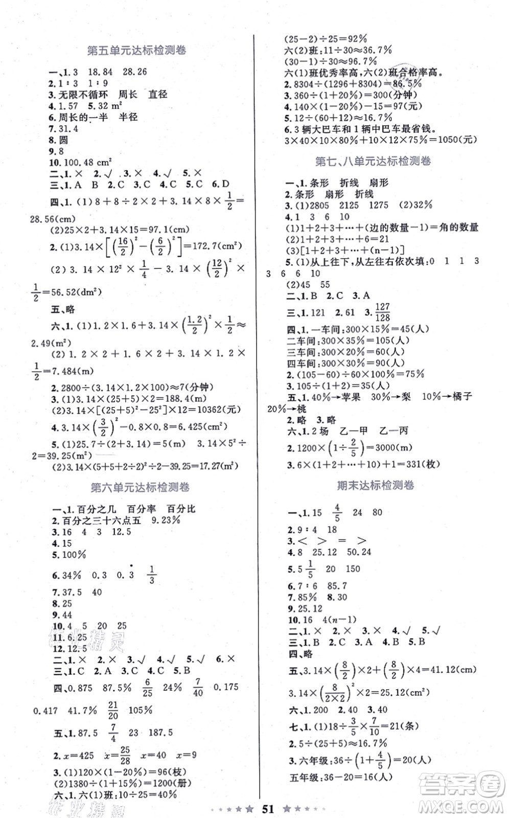 知識出版社2021小學同步測控全優(yōu)設計超人天天練六年級數(shù)學上冊RJ人教版答案
