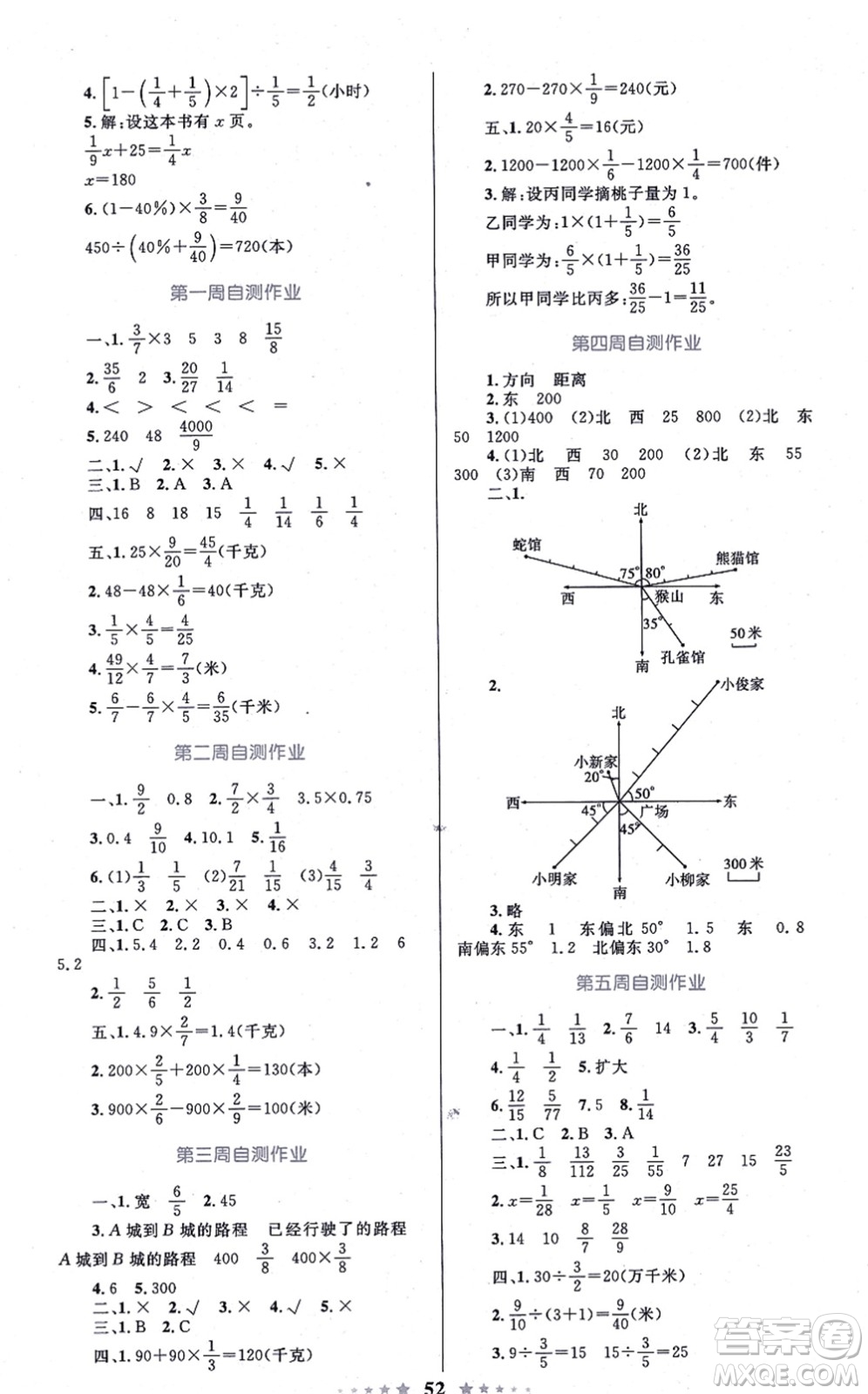 知識出版社2021小學同步測控全優(yōu)設計超人天天練六年級數(shù)學上冊RJ人教版答案
