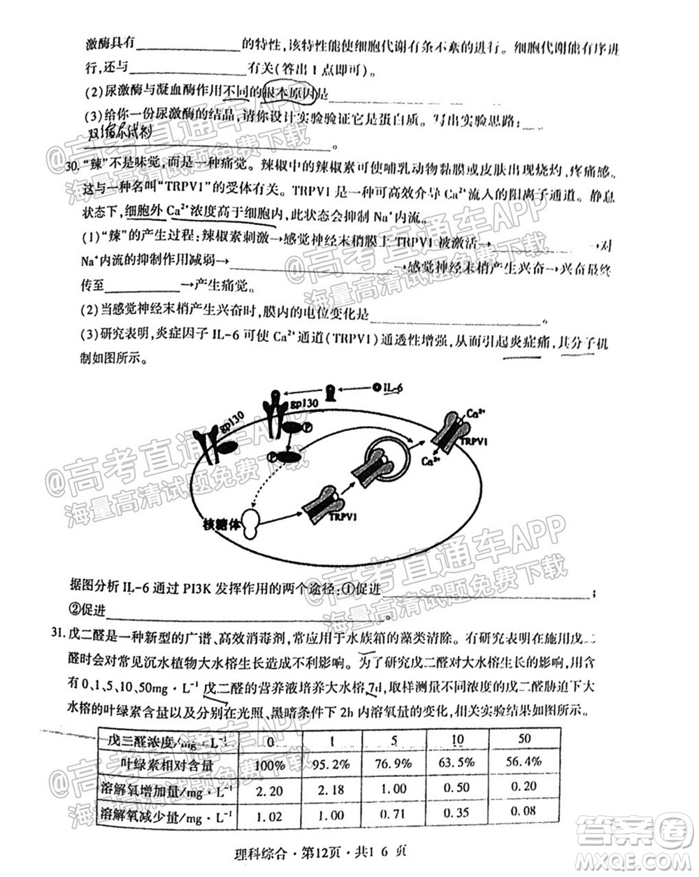 四省八校2022屆高三第一學(xué)期期中質(zhì)量檢測考試?yán)砜凭C合試題及答案