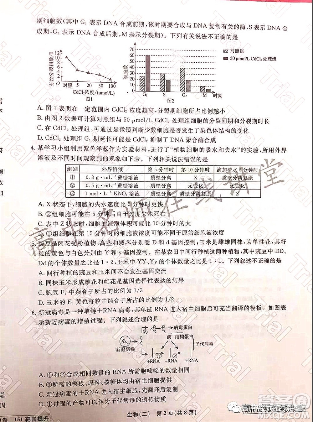 2021-2022學年度高三分科檢測提分卷二生物試題及答案