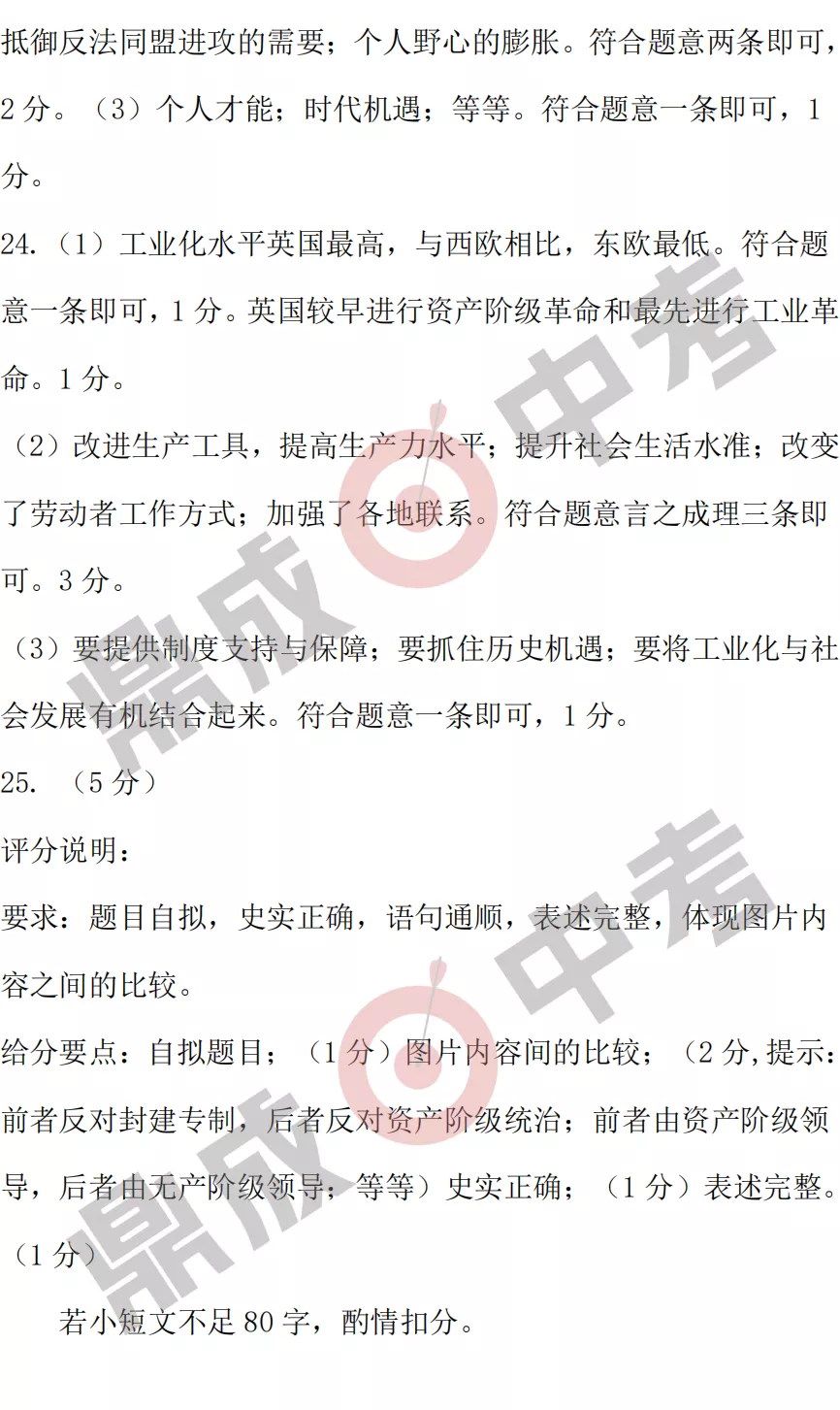 河南省實驗中學2021-2022學年上學期九年級歷史期中試卷及答案