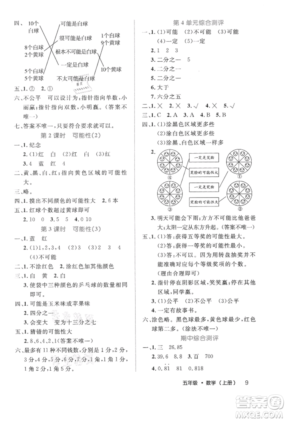 內(nèi)蒙古少年兒童出版社2021細(xì)解巧練五年級數(shù)學(xué)上冊人教版參考答案