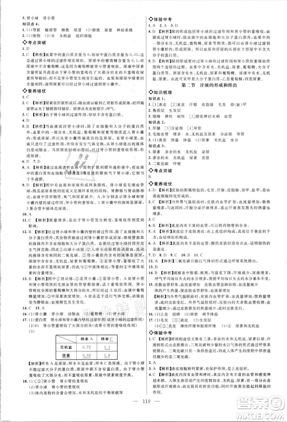 內(nèi)蒙古少年兒童出版社2021細(xì)解巧練七年級(jí)生物上冊(cè)魯教版參考答案