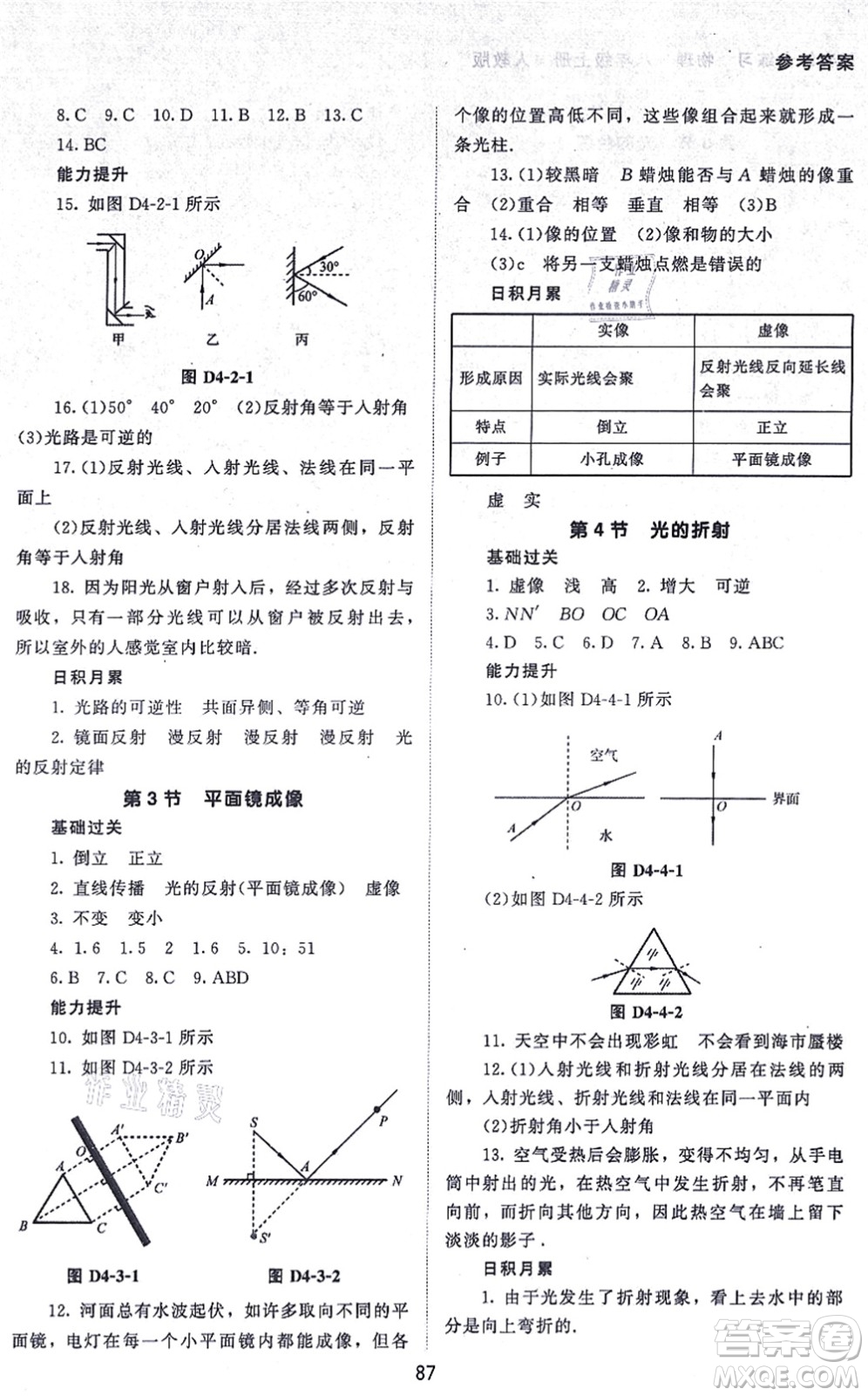 北京師范大學(xué)出版社2021物理配套綜合練習(xí)八年級(jí)上冊(cè)人教版答案