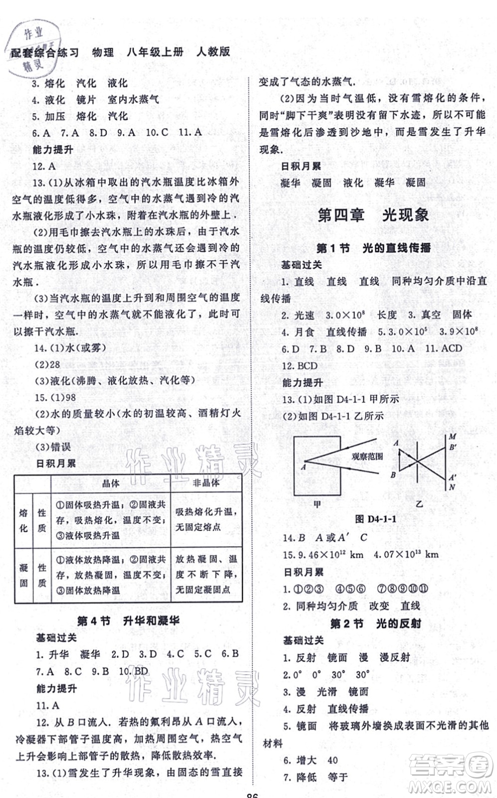北京師范大學(xué)出版社2021物理配套綜合練習(xí)八年級(jí)上冊(cè)人教版答案
