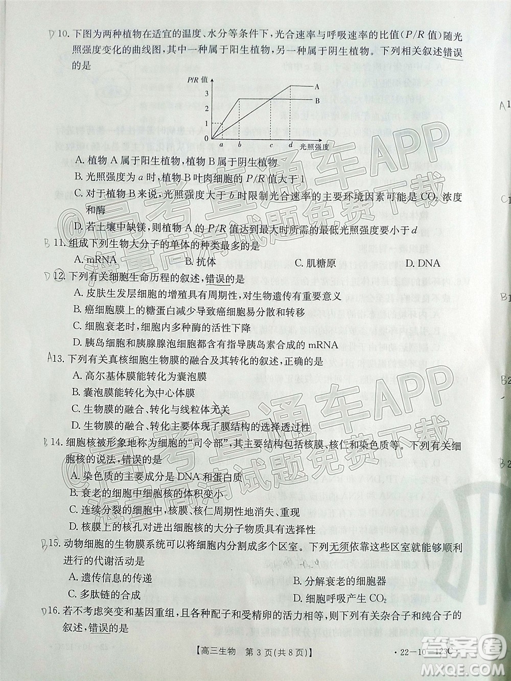 2022屆山西金太陽高三11月聯(lián)考生物試題及答案