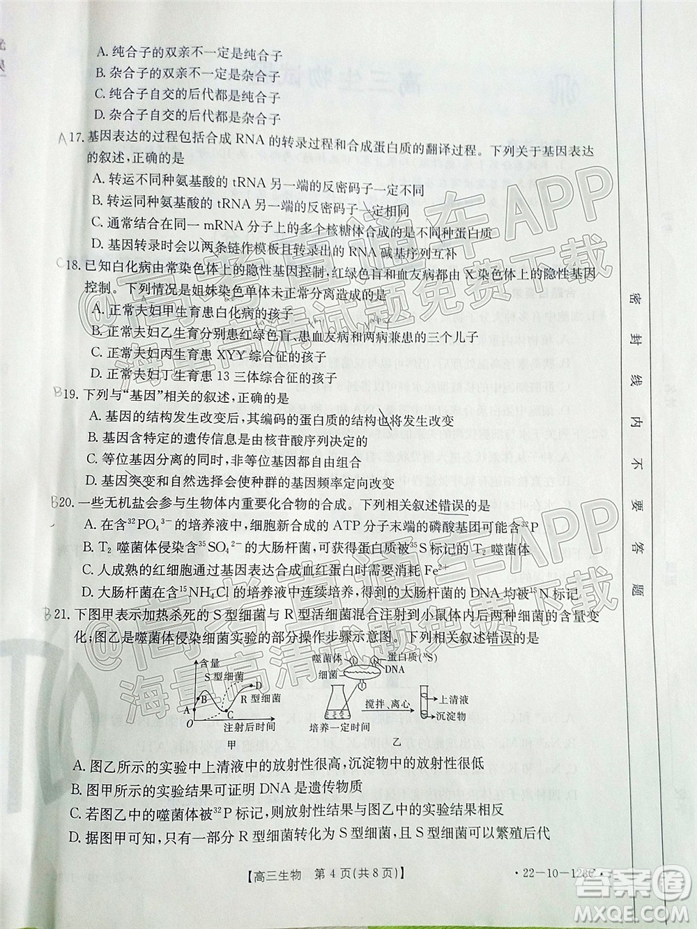 2022屆山西金太陽高三11月聯(lián)考生物試題及答案