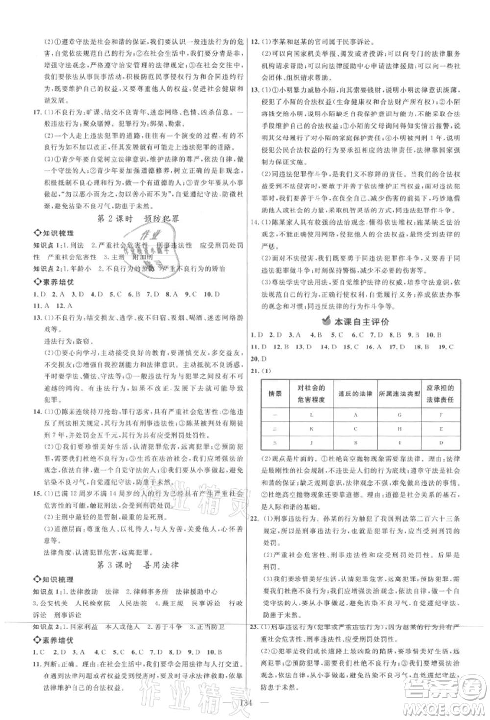 內(nèi)蒙古少年兒童出版社2021細(xì)解巧練八年級道德與法治上冊人教版參考答案
