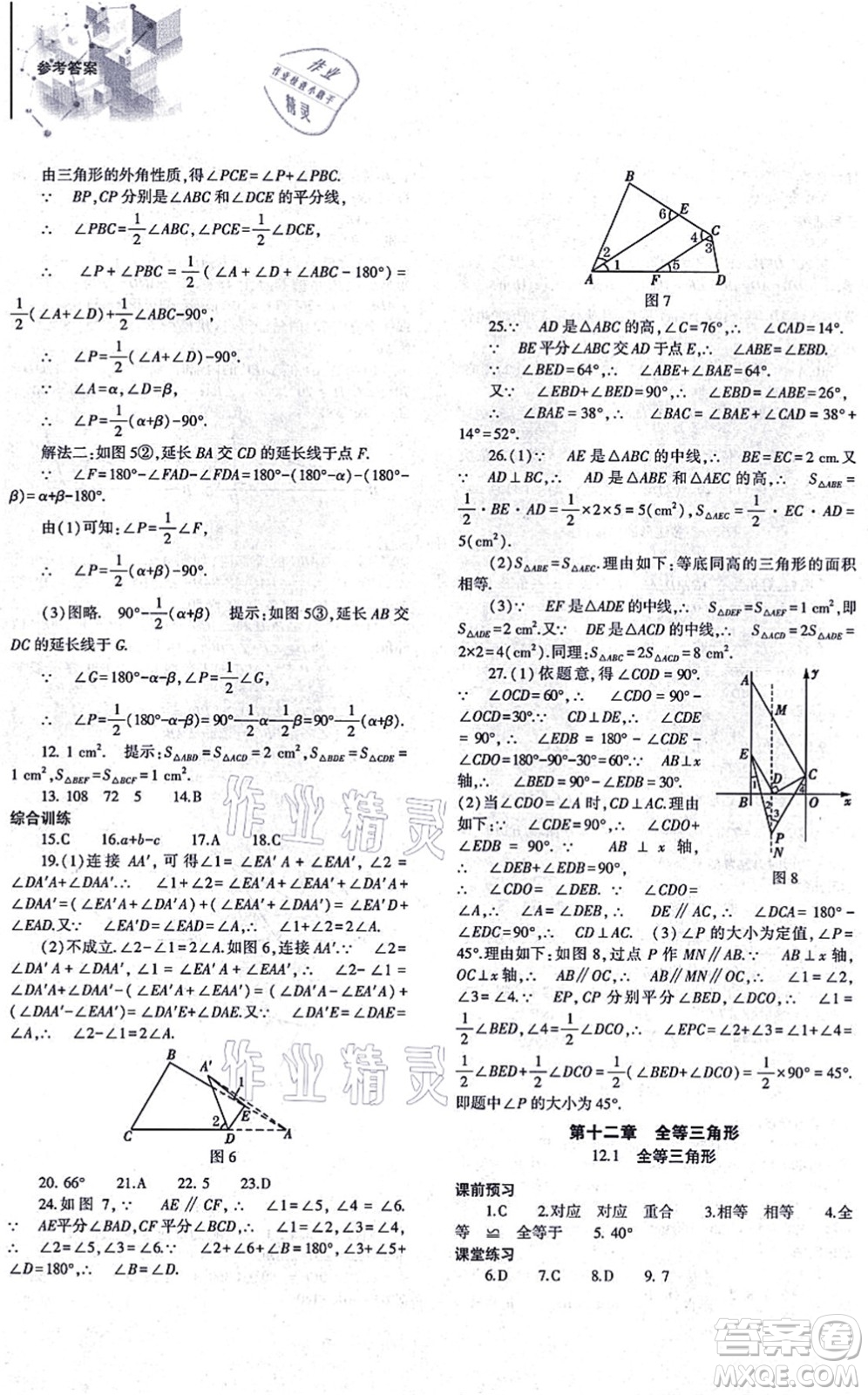 大象出版社2021初中同步練習(xí)冊八年級數(shù)學(xué)上冊人教版答案