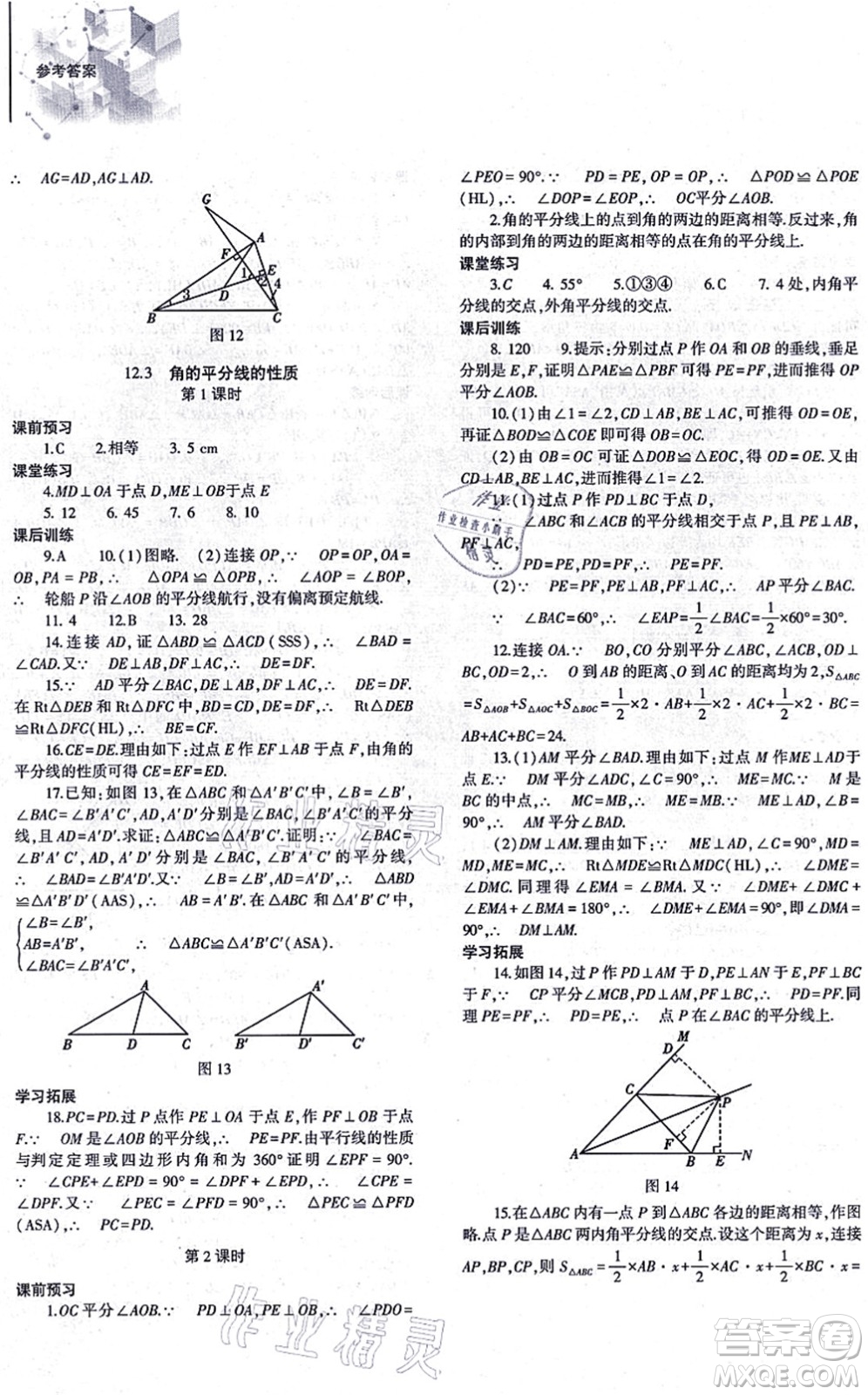 大象出版社2021初中同步練習(xí)冊八年級數(shù)學(xué)上冊人教版答案