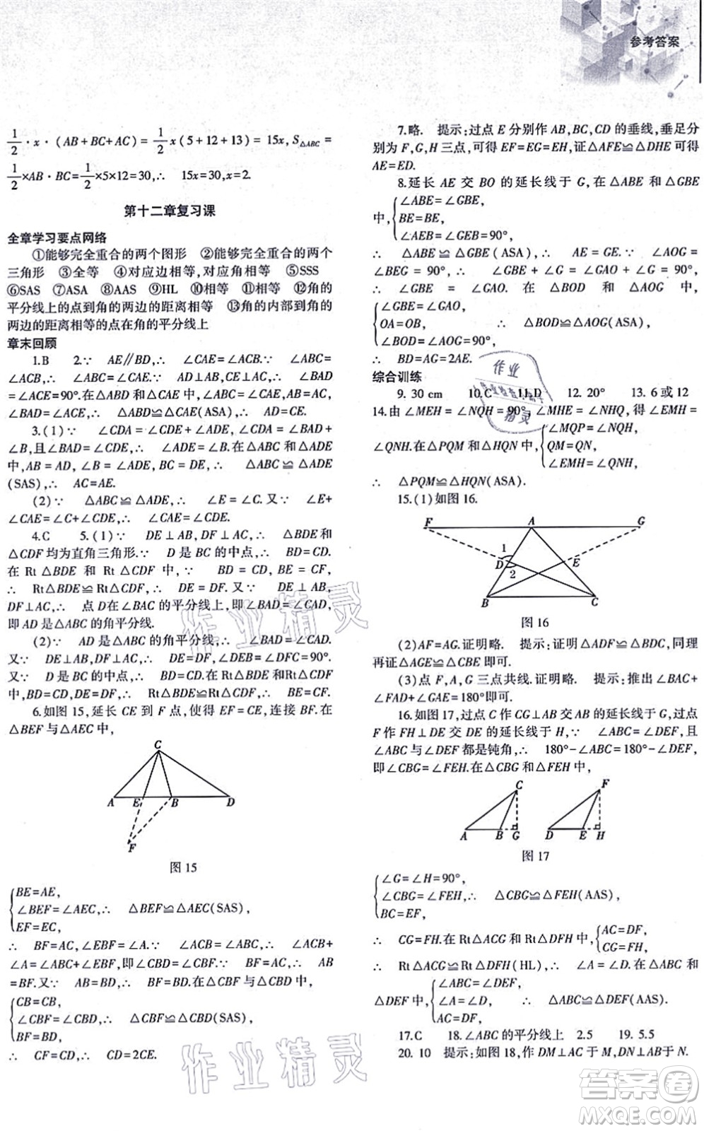 大象出版社2021初中同步練習(xí)冊八年級數(shù)學(xué)上冊人教版答案
