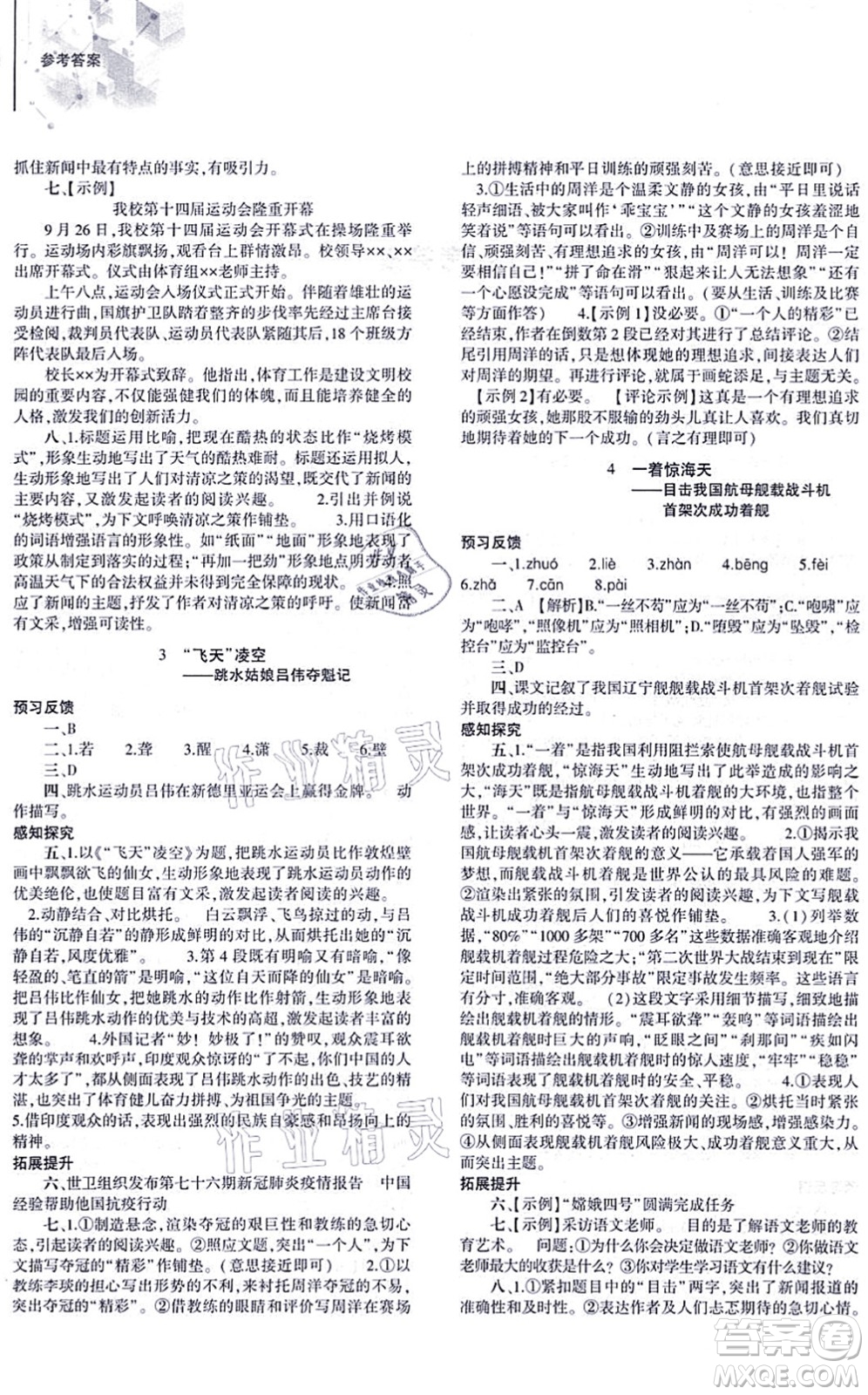 大象出版社2021初中同步練習(xí)冊(cè)八年級(jí)語(yǔ)文上冊(cè)人教版答案
