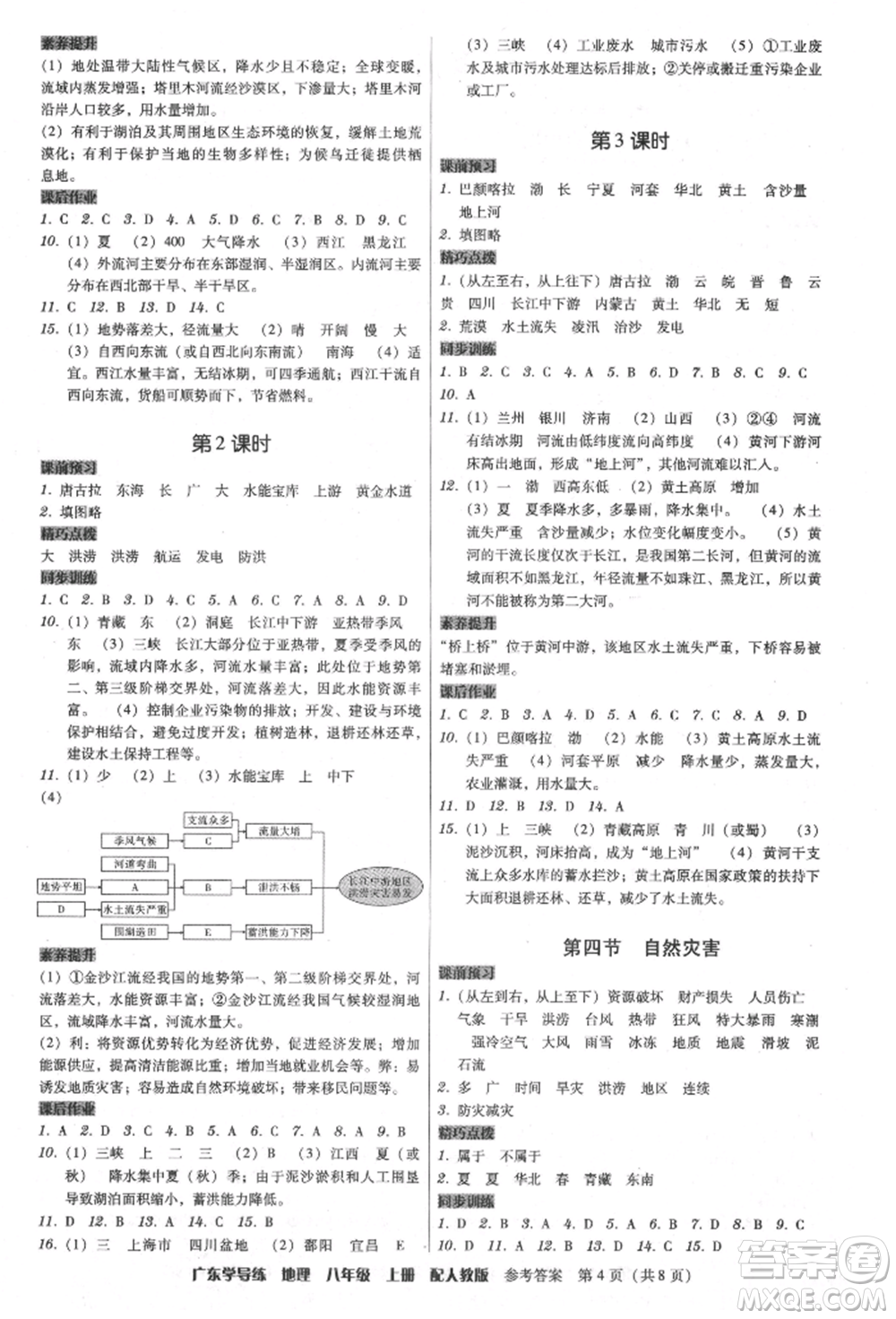 廣東人民出版社2021華瀚文化教與學(xué)廣東學(xué)導(dǎo)練八年級地理上冊人教版參考答案