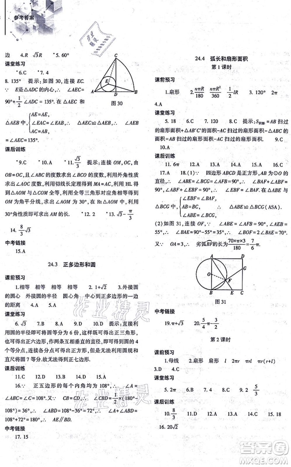 大象出版社2021初中同步練習(xí)冊(cè)九年級(jí)數(shù)學(xué)上冊(cè)人教版答案