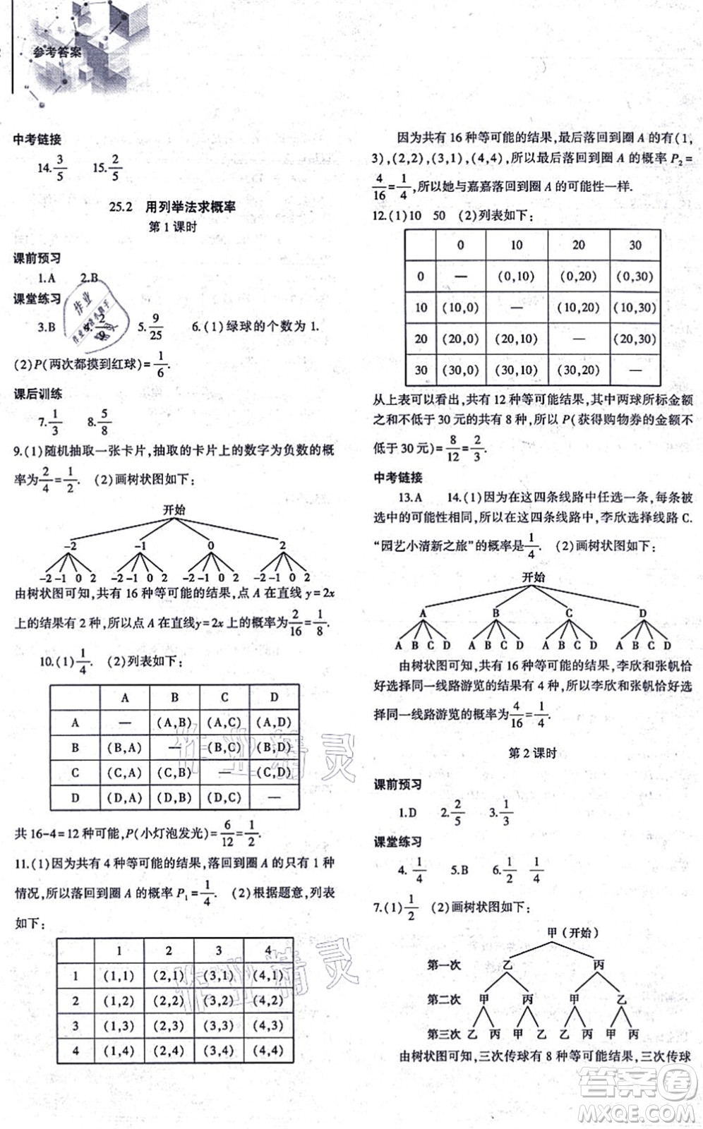 大象出版社2021初中同步練習(xí)冊(cè)九年級(jí)數(shù)學(xué)上冊(cè)人教版答案