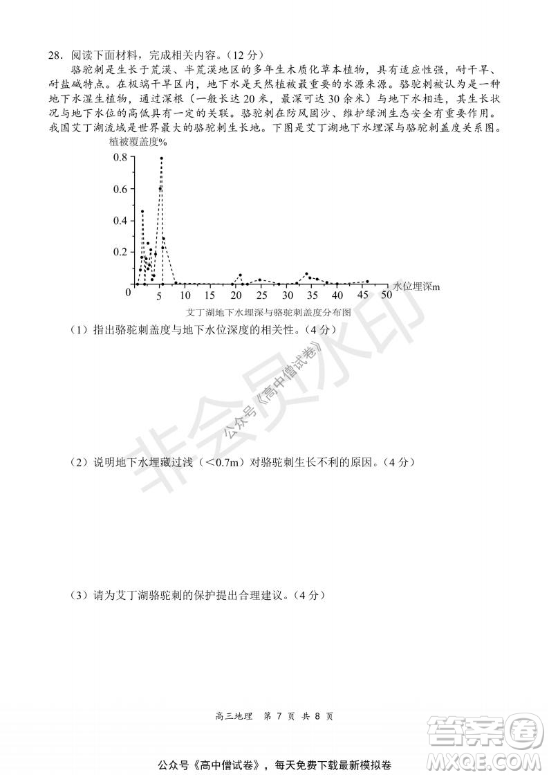 2021-2022學(xué)年上學(xué)期全國百強(qiáng)名校領(lǐng)軍考試高三地理試題及答案