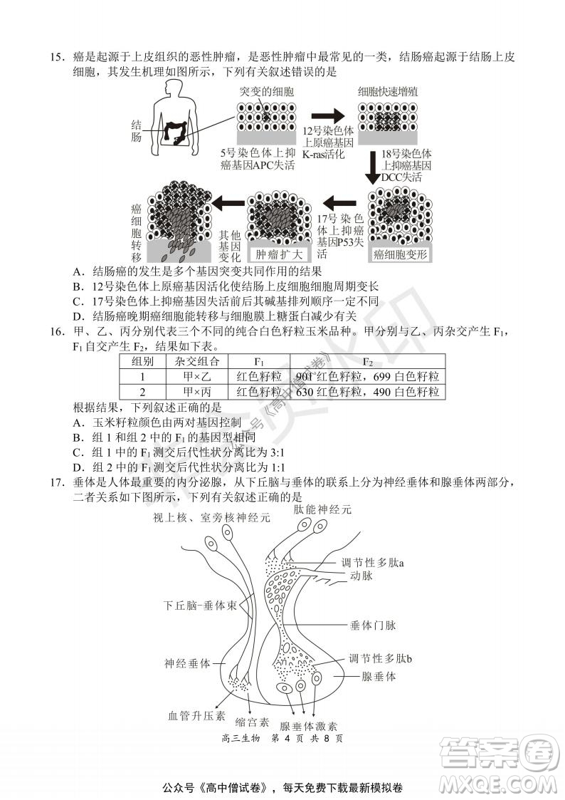 2021-2022學(xué)年上學(xué)期全國百強(qiáng)名校領(lǐng)軍考試高三生物試題及答案