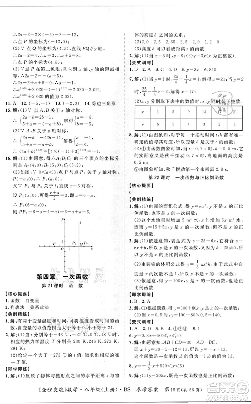延邊大學出版社2021思而優(yōu)教育全程突破八年級數學上冊BS北師版答案