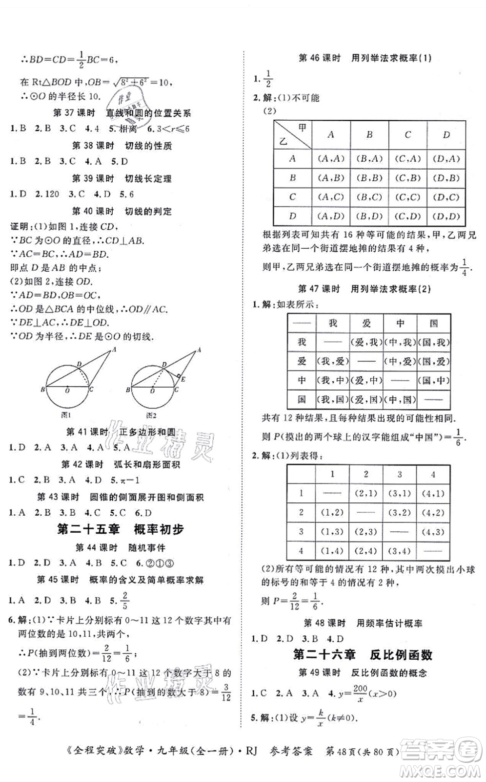 延邊大學(xué)出版社2021思而優(yōu)教育全程突破九年級數(shù)學(xué)全一冊R人教版答案