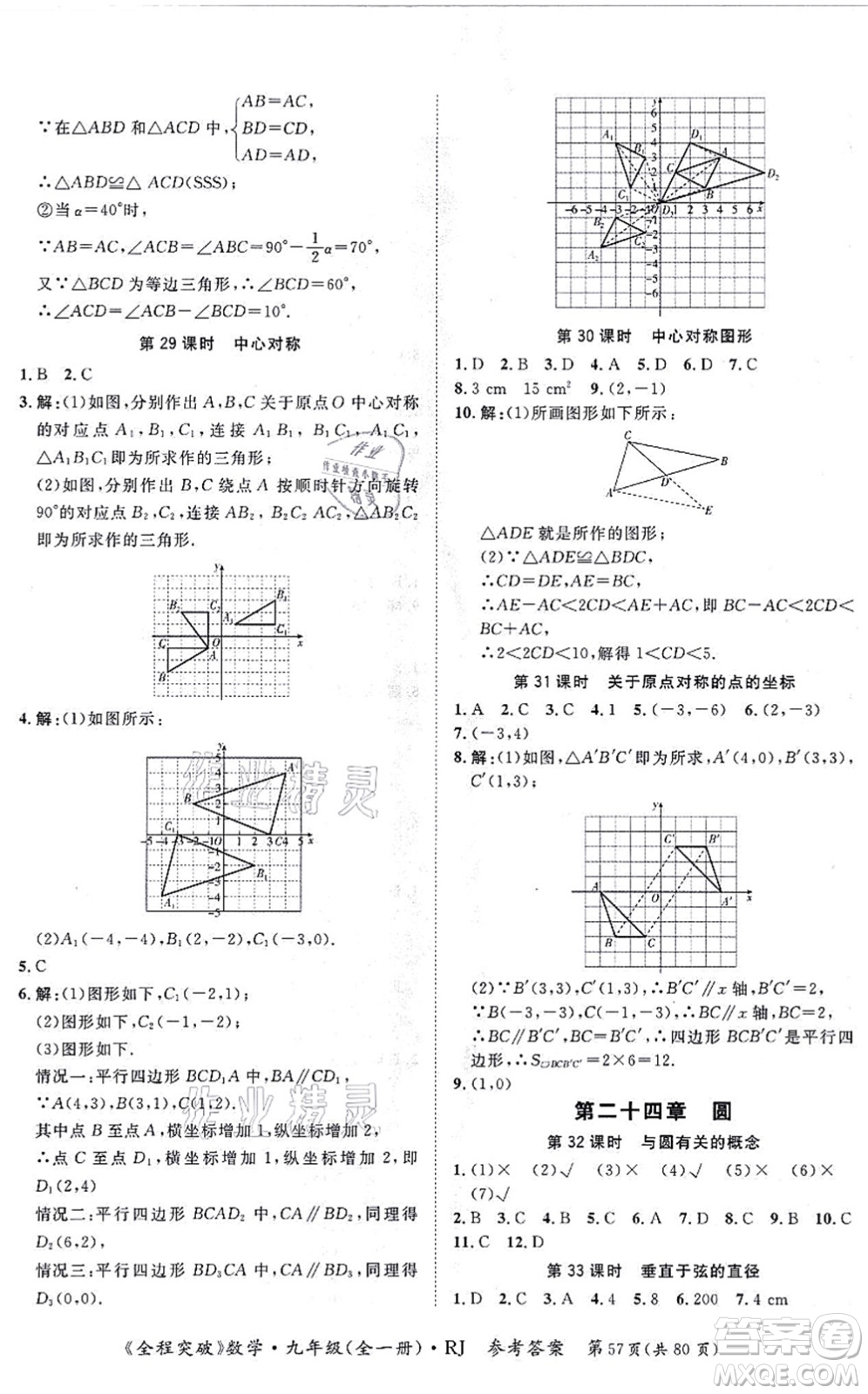 延邊大學(xué)出版社2021思而優(yōu)教育全程突破九年級數(shù)學(xué)全一冊R人教版答案