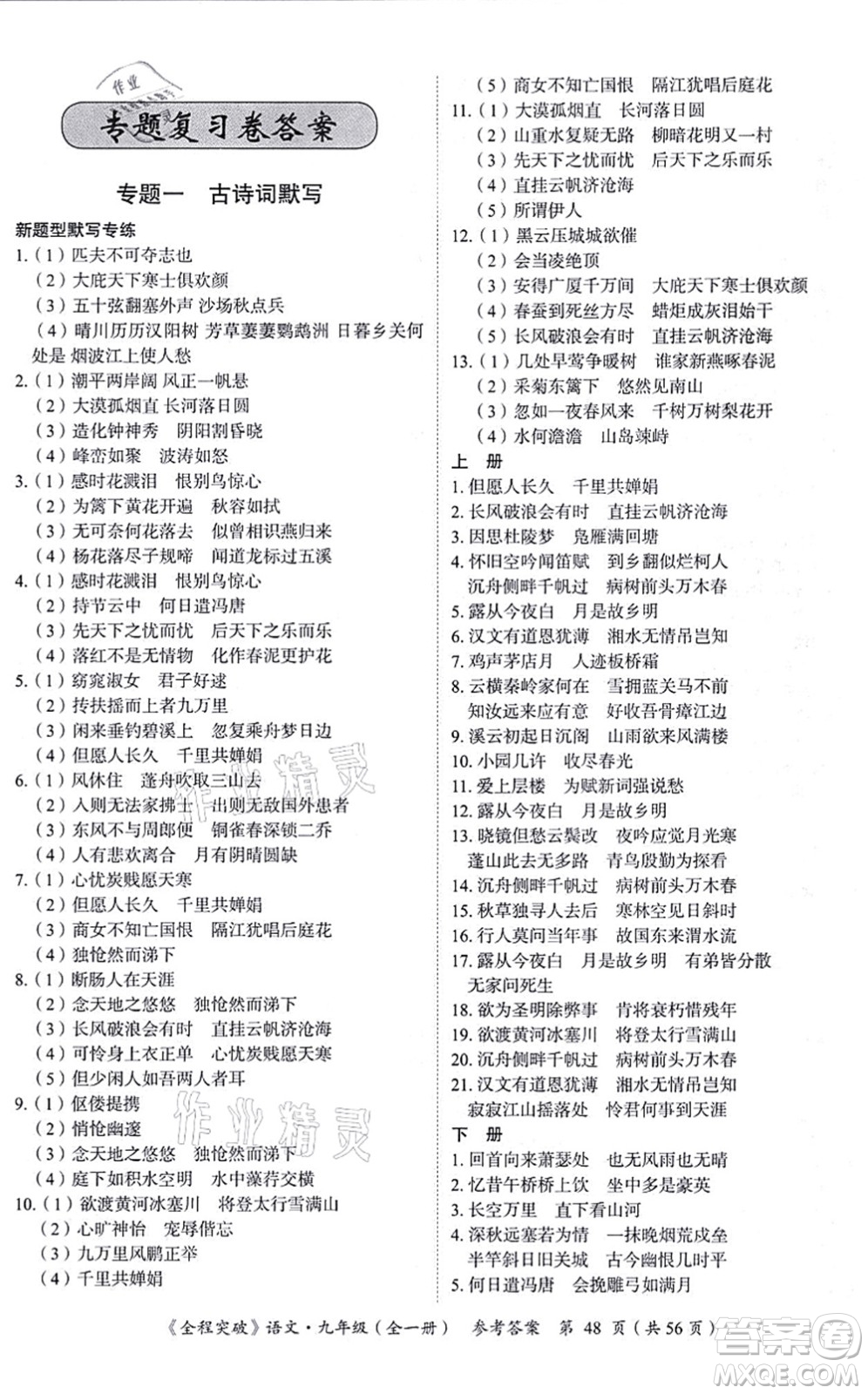 延邊大學(xué)出版社2021思而優(yōu)教育全程突破九年級語文全一冊TB統(tǒng)編版答案