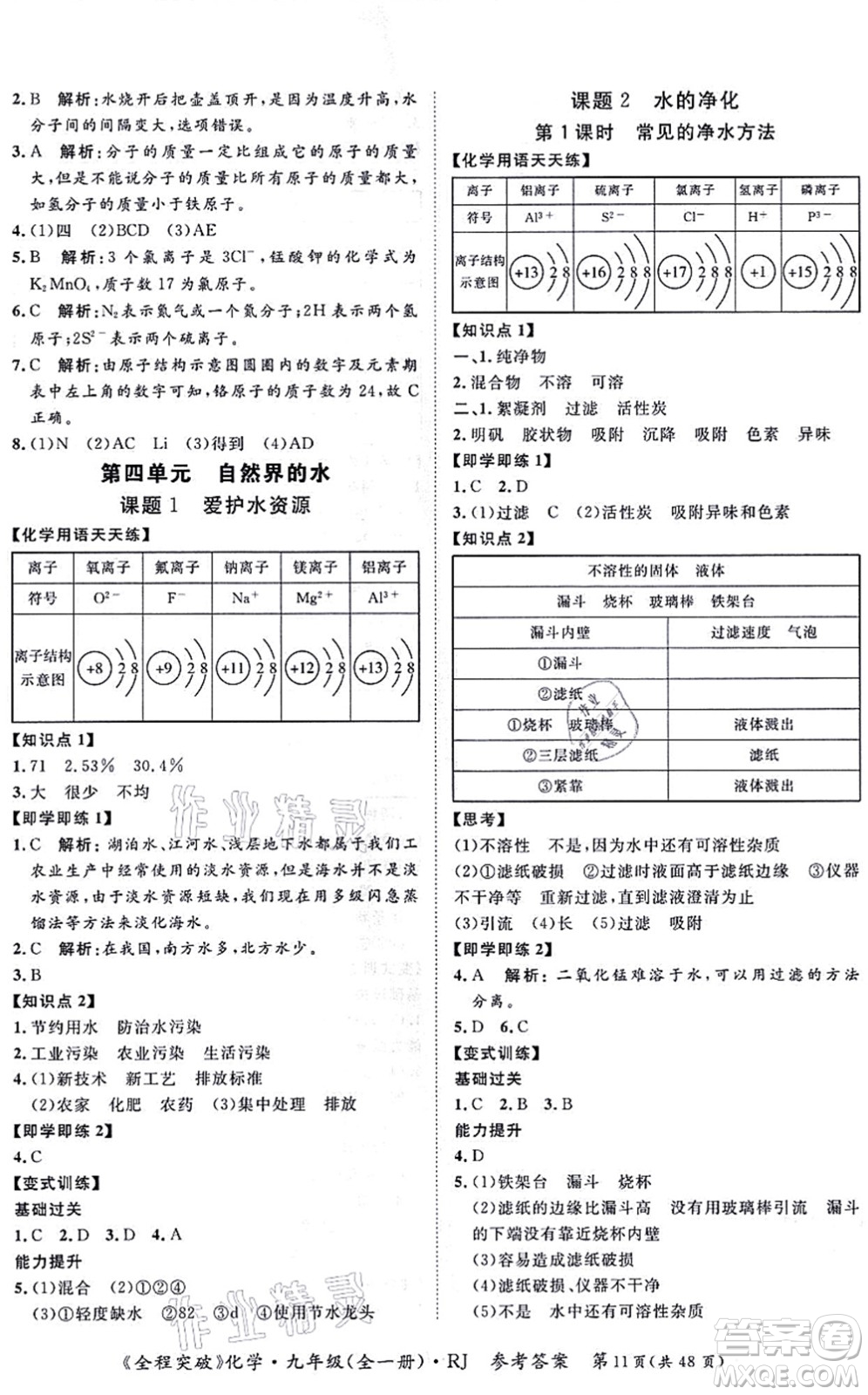 延邊大學(xué)出版社2021思而優(yōu)教育全程突破九年級(jí)化學(xué)全一冊(cè)R人教版答案