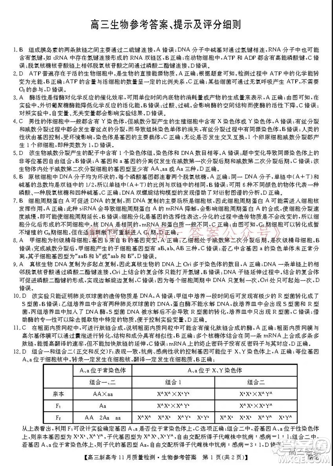 2022屆九師聯(lián)盟高三新高考11月質(zhì)量檢測生物試題及答案