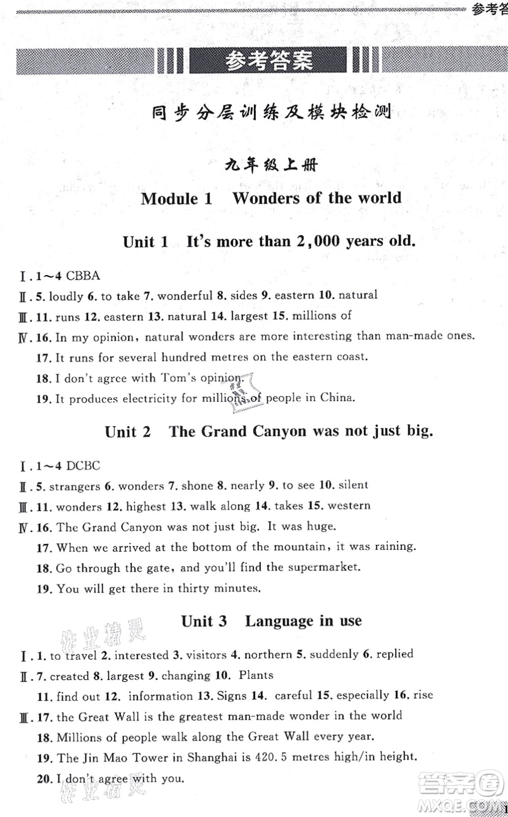 延邊大學(xué)出版社2021點石成金金牌每課通九年級英語全一冊外研版大連專版答案