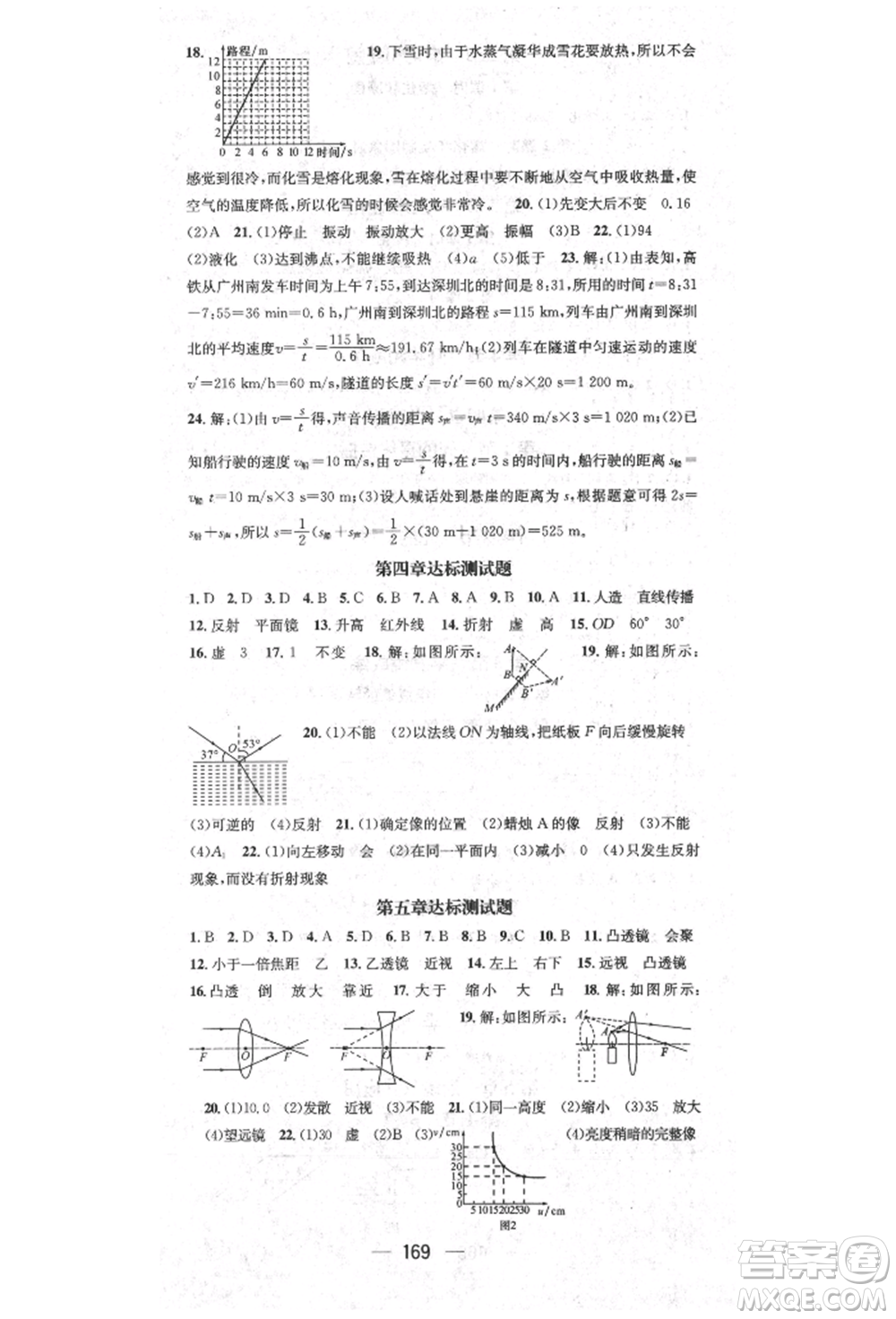 陽光出版社2021精英新課堂八年級(jí)物理上冊(cè)人教版參考答案