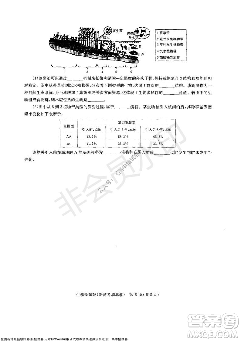 華大新高考聯(lián)盟2022屆高三11月教學(xué)質(zhì)量測(cè)評(píng)生物試題及答案