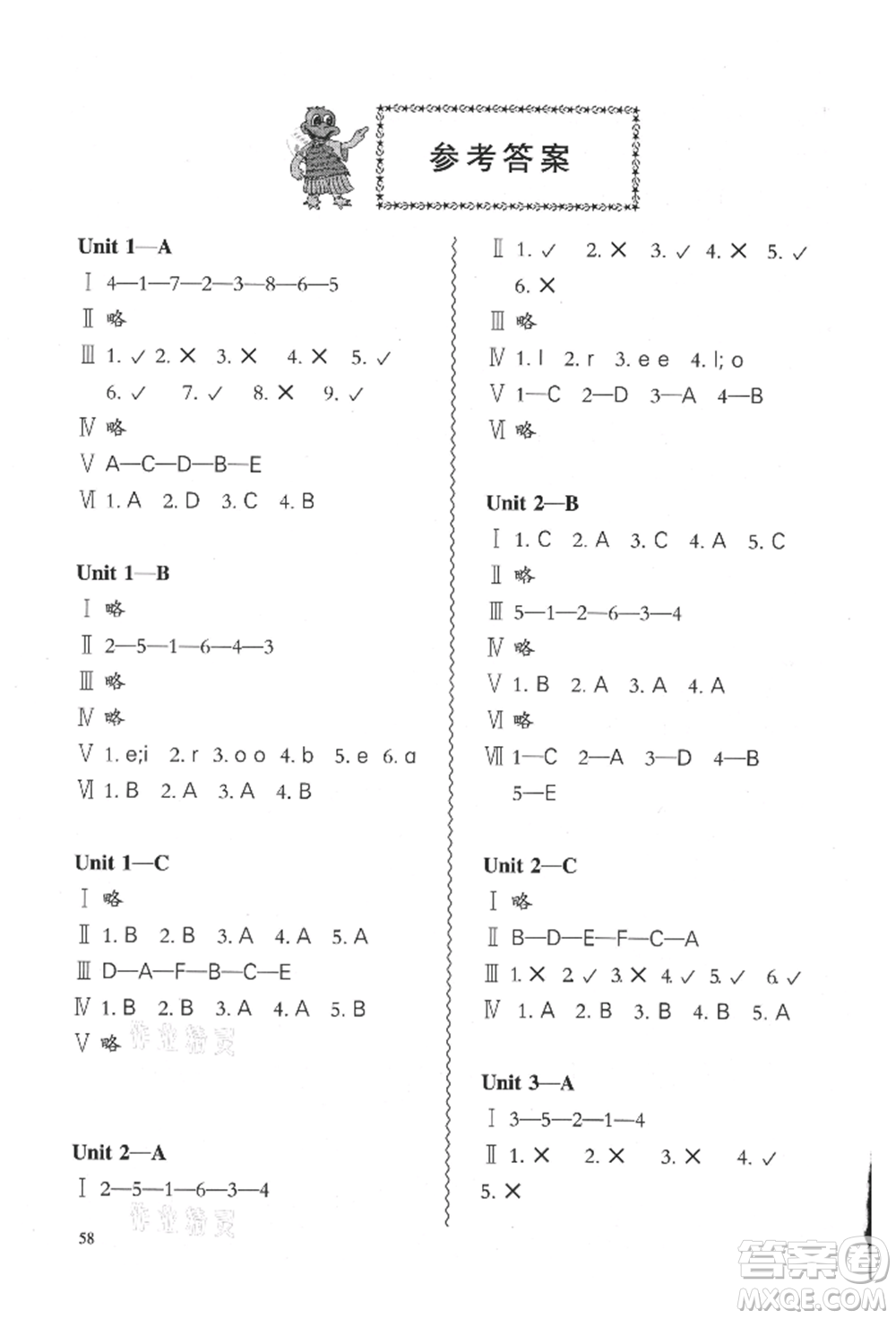 合肥工業(yè)大學(xué)出版社2021小學(xué)英語課堂練習(xí)三年級(jí)上冊(cè)人教版參考答案