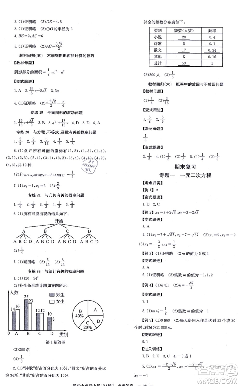 北京時代華文書局2021全效學習學業(yè)評價方案九年級數(shù)學上冊RJ人教版答案