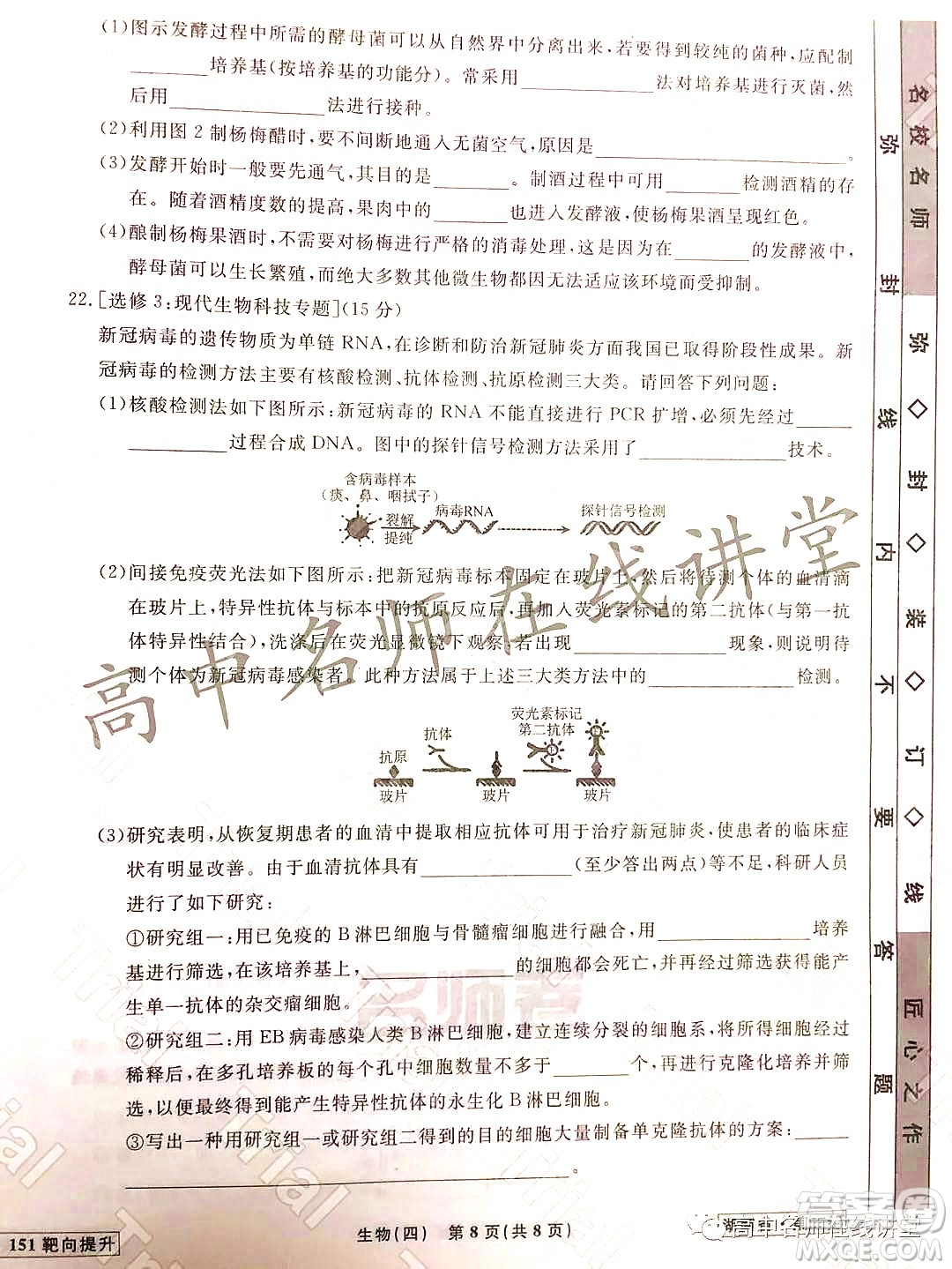 2021-2022學年度高三分科檢測提分卷四生物試題及答案