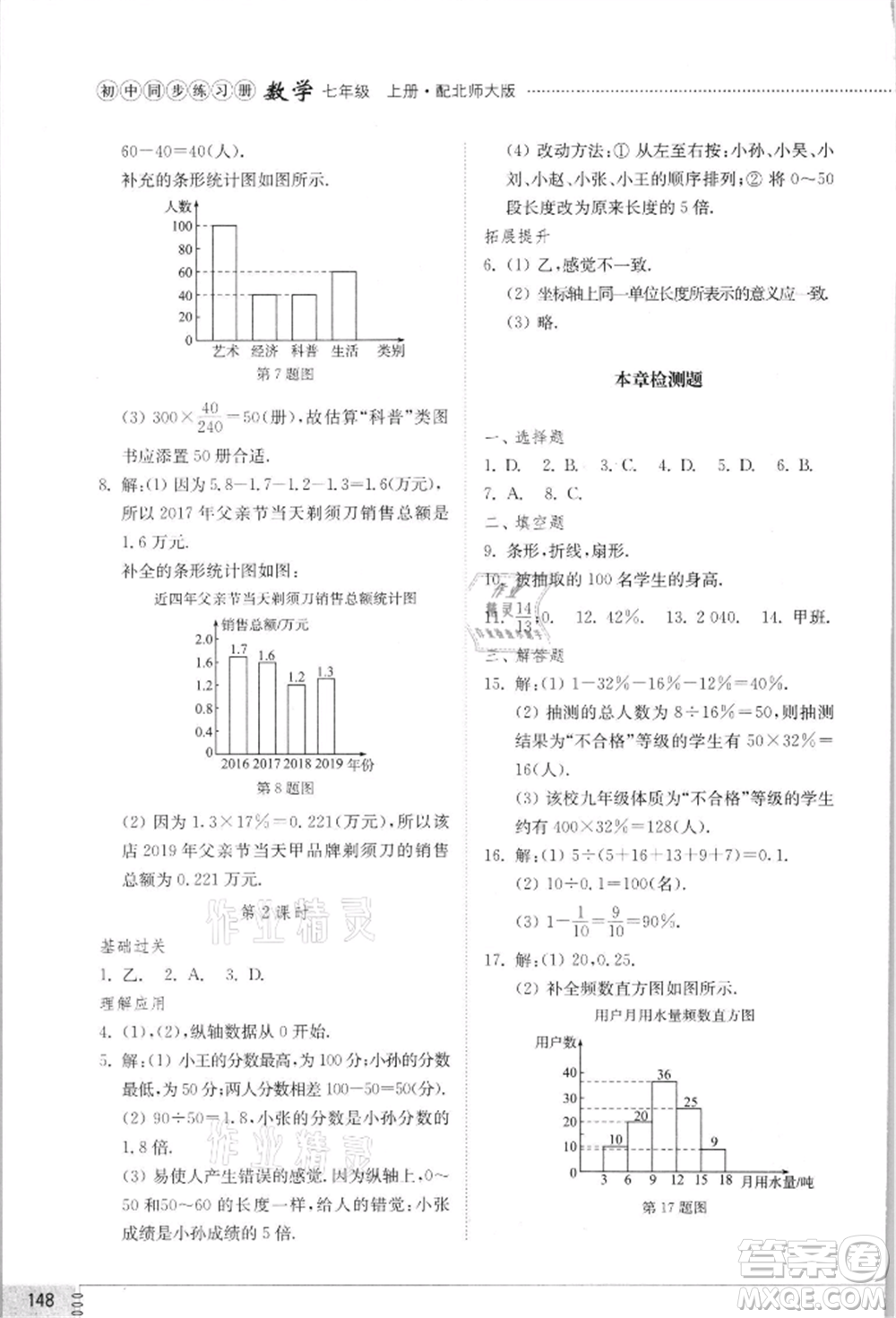 山東教育出版社2021初中同步練習(xí)冊七年級數(shù)學(xué)上冊北師大版參考答案