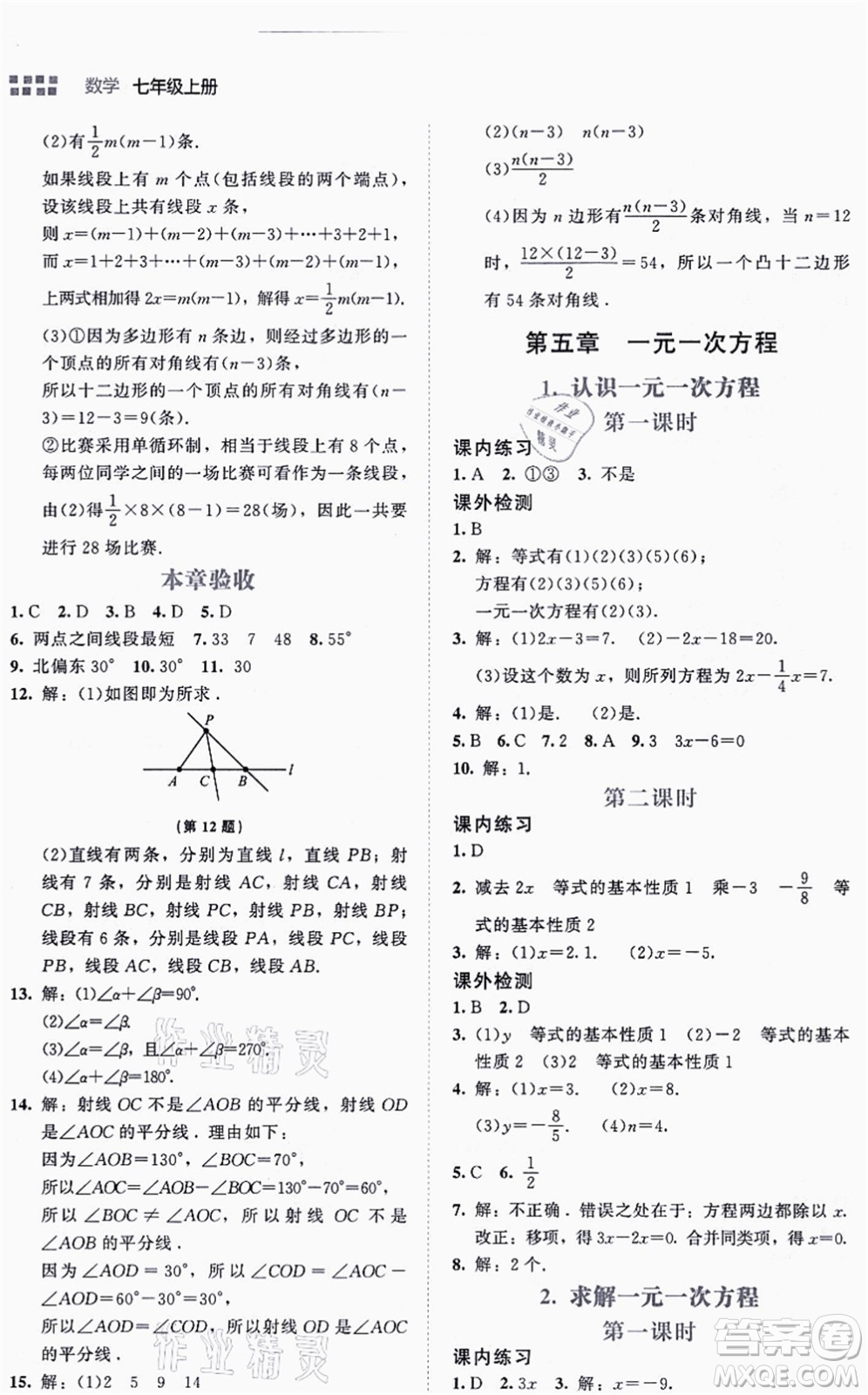 北京師范大學(xué)出版社2021伴你學(xué)七年級數(shù)學(xué)上冊北師大版答案