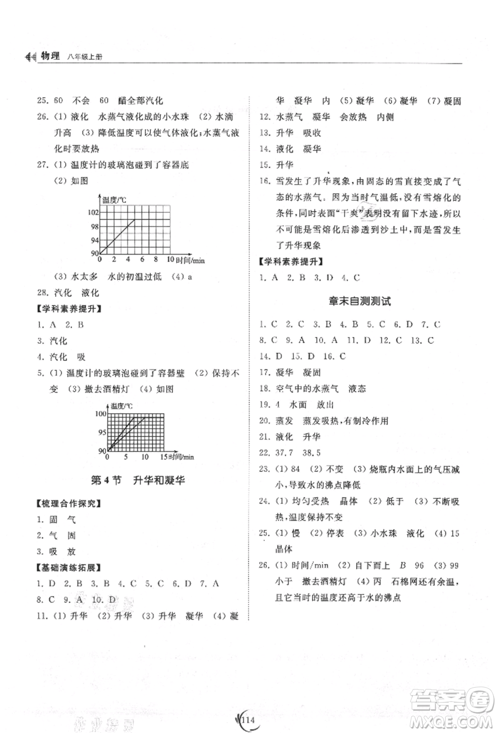 山東科學技術出版社2021初中同步練習冊八年級物理上冊人教版參考答案