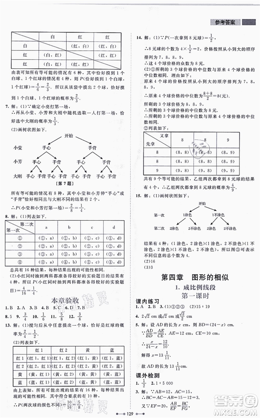 北京師范大學(xué)出版社2021伴你學(xué)九年級(jí)數(shù)學(xué)上冊(cè)北師大版答案