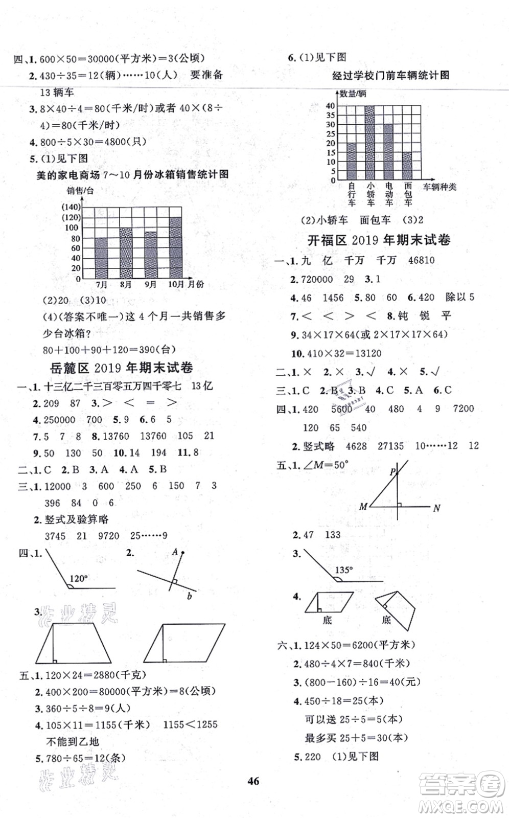 濟南出版社2021黃岡360度定制課時四年級數(shù)學(xué)上冊RJ人教版湖南專版答案