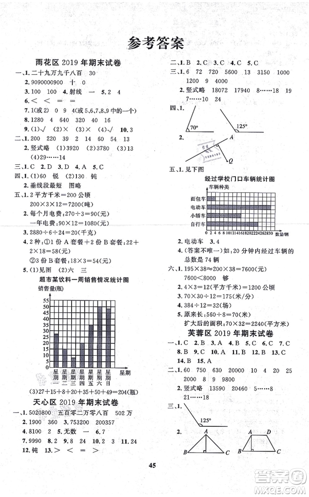 濟南出版社2021黃岡360度定制課時四年級數(shù)學(xué)上冊RJ人教版湖南專版答案