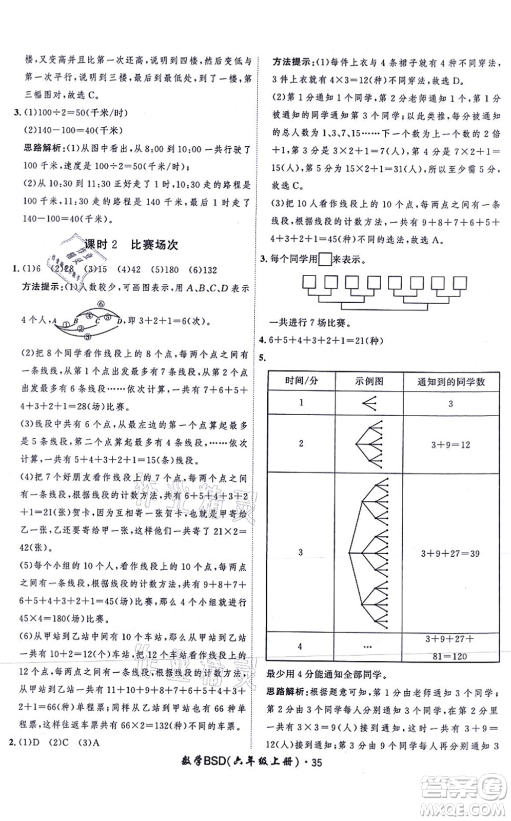 吉林教育出版社2021黃岡360度定制課時六年級數(shù)學上冊BSD北師大版答案