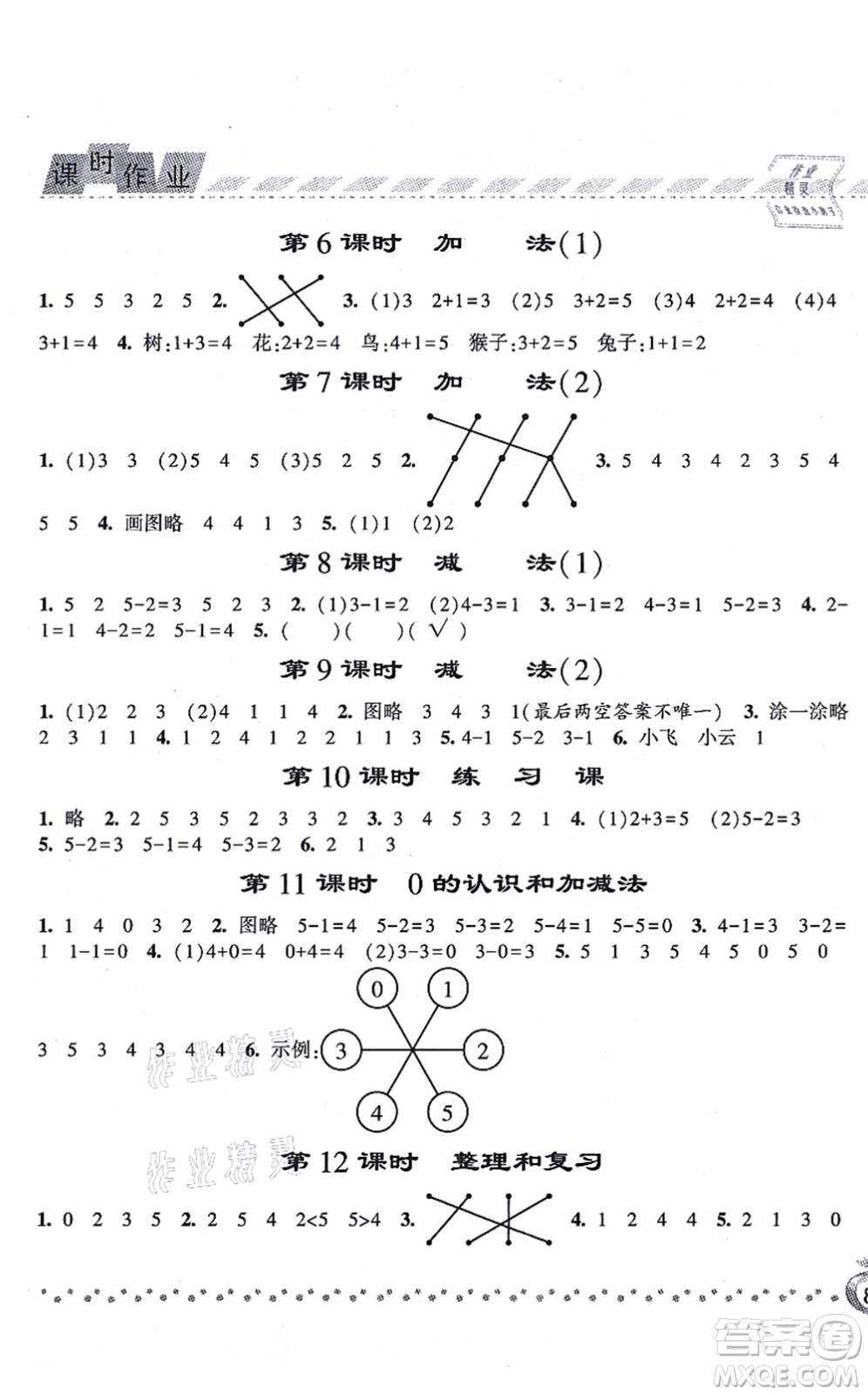 寧夏人民教育出版社2021經(jīng)綸學(xué)典課時(shí)作業(yè)一年級(jí)數(shù)學(xué)上冊(cè)RJ人教版答案