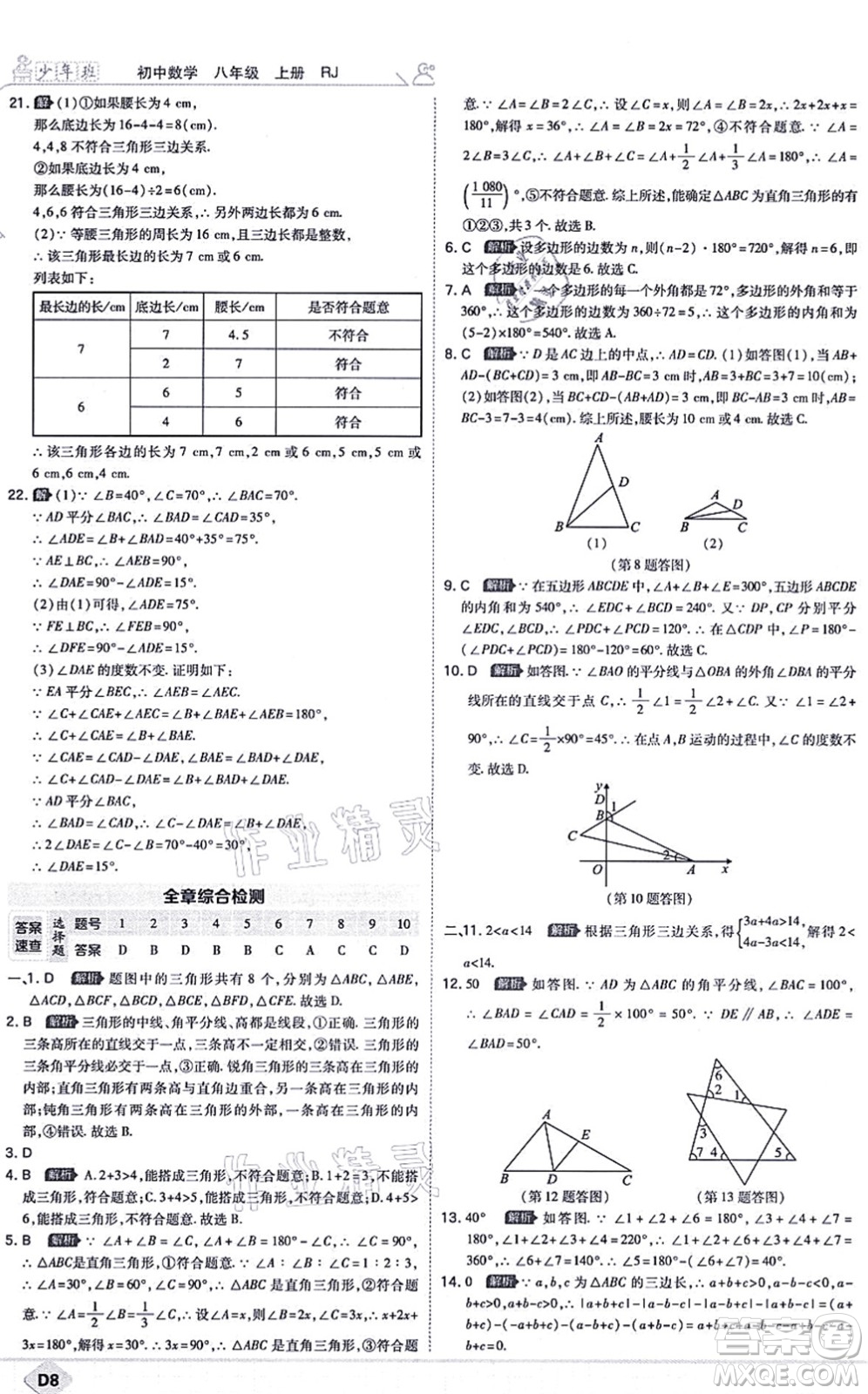 開明出版社2021少年班八年級數(shù)學上冊RJ人教版答案