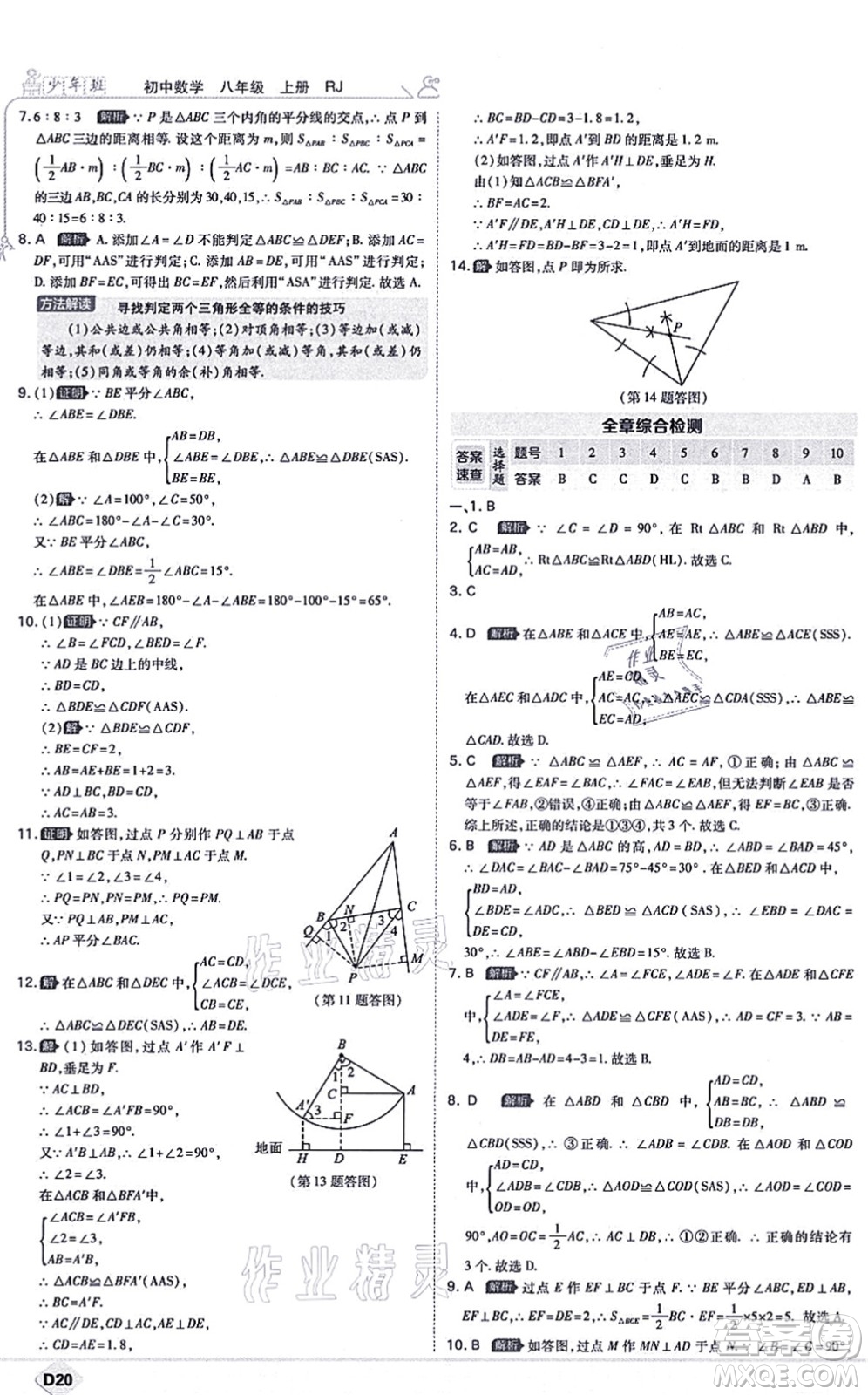 開明出版社2021少年班八年級數(shù)學上冊RJ人教版答案