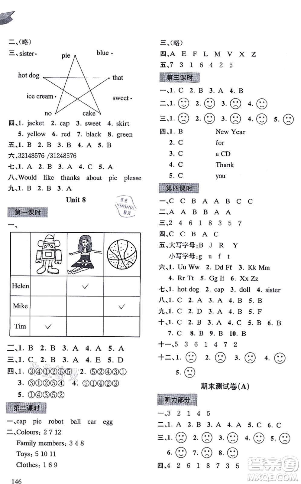 南京出版社2021課課通導(dǎo)學(xué)練精編三年級英語上冊譯林版答案