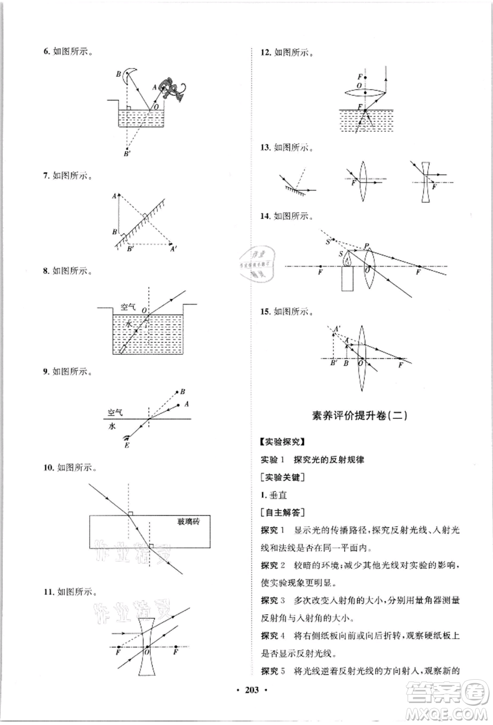 山東教育出版社2021初中同步練習(xí)冊(cè)分層卷八年級(jí)物理滬科版參考答案