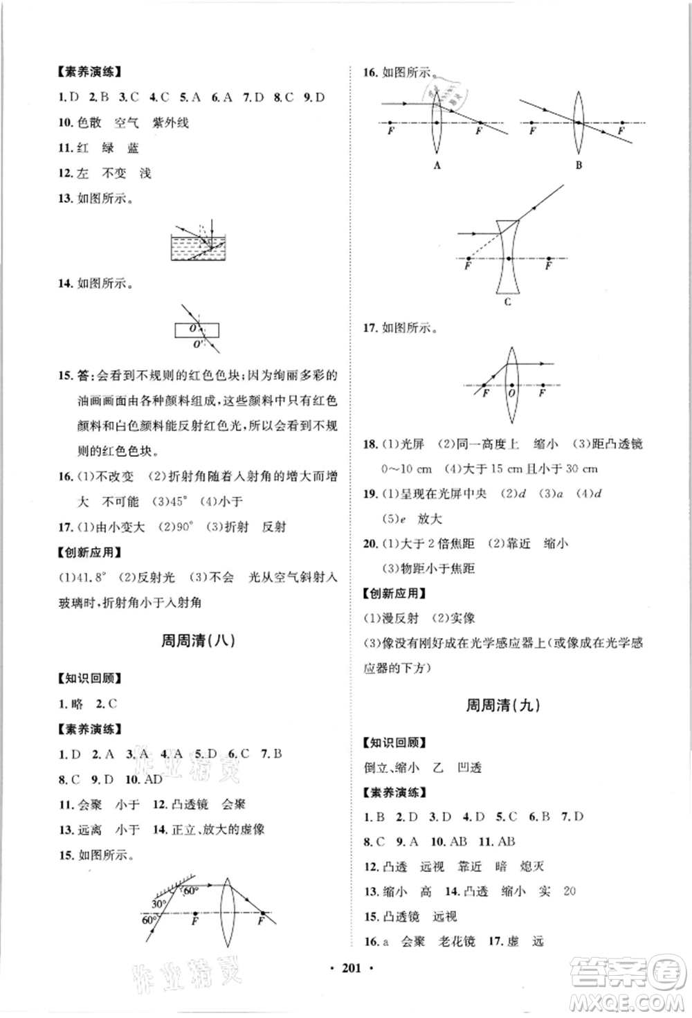 山東教育出版社2021初中同步練習(xí)冊(cè)分層卷八年級(jí)物理滬科版參考答案