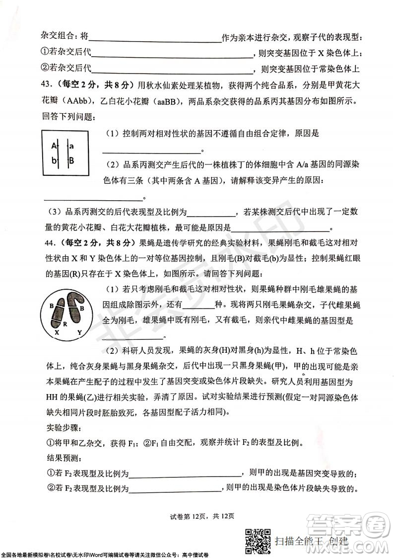 甘肅天水一中高三年級(jí)2021-2022學(xué)年度第一學(xué)期第三次考試生物試題及答案