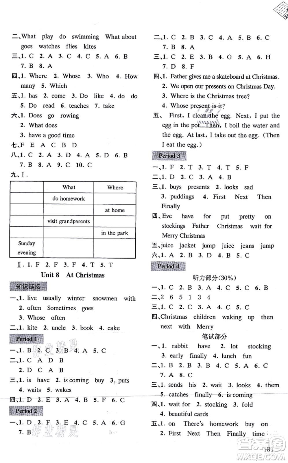 南京出版社2021課課通導學練精編五年級英語上冊譯林版答案