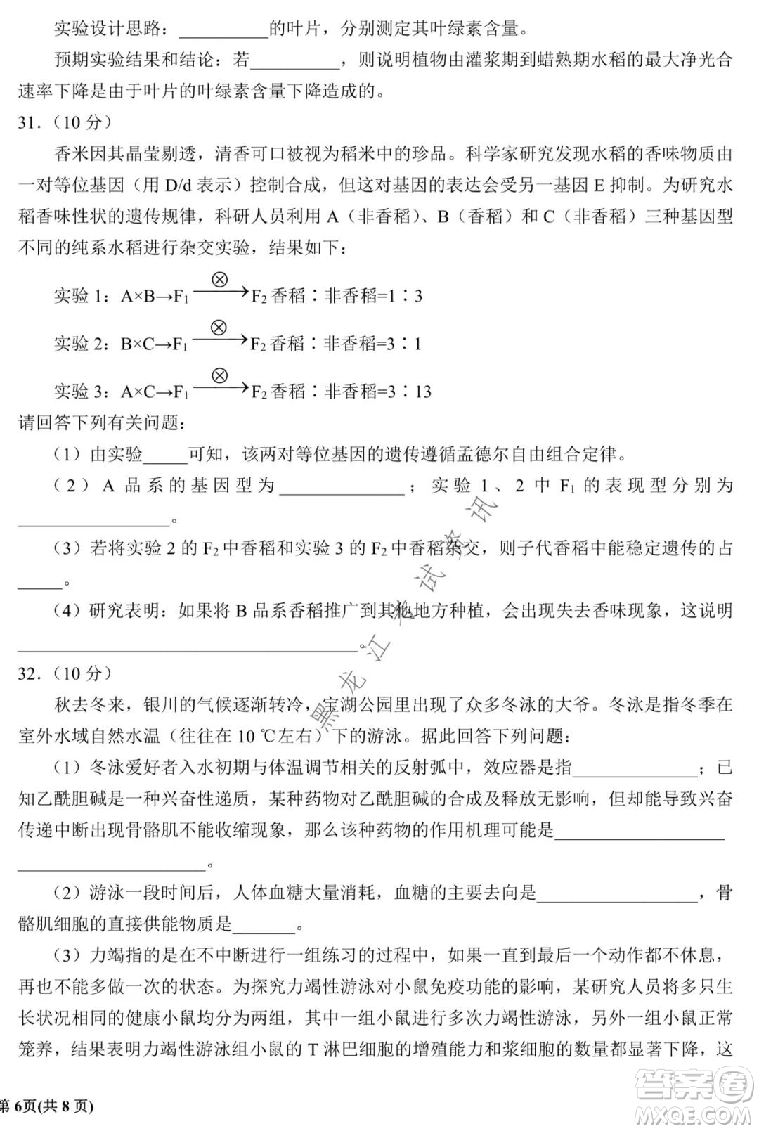 銀川一中2022屆高三年級(jí)第四次月考理科綜合試題及答案